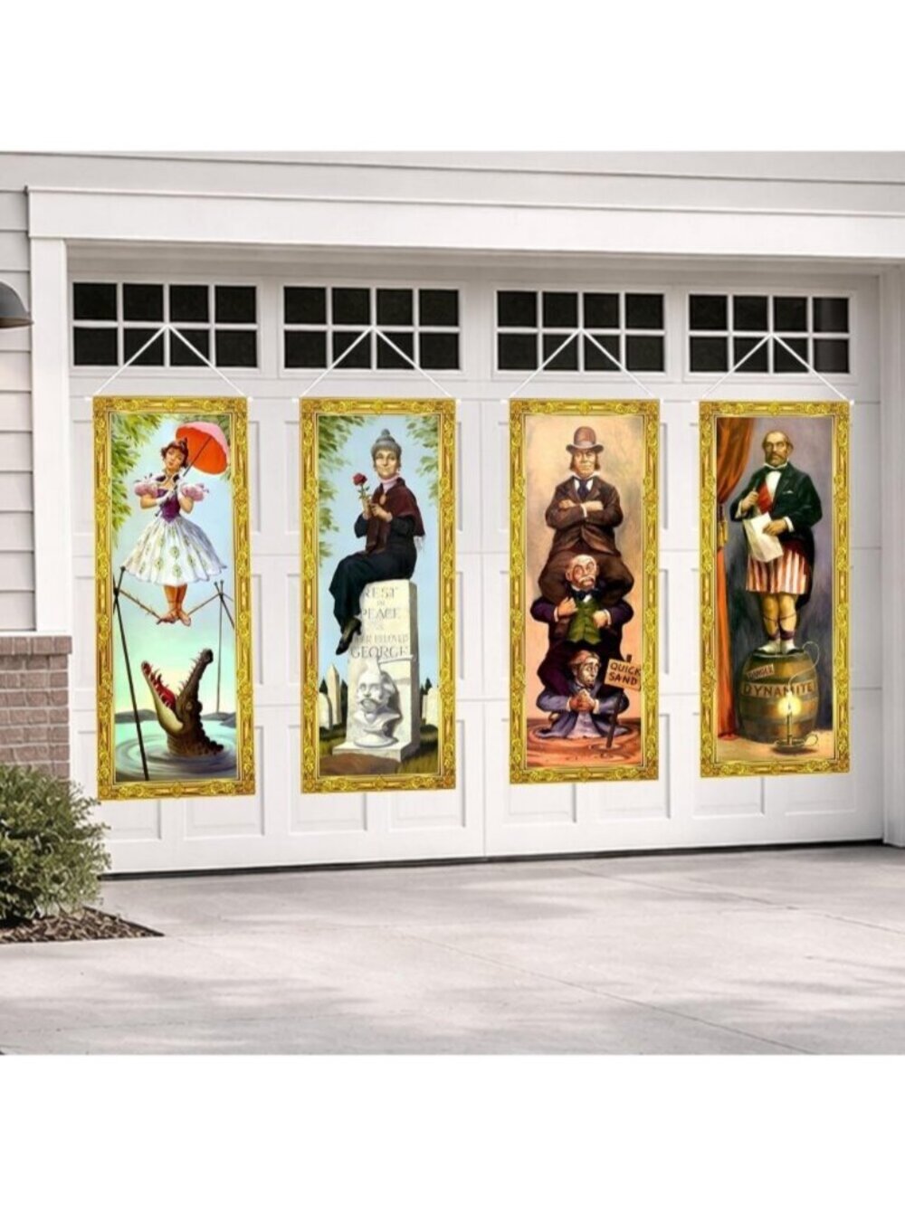 Halloween Decorations 4PCS Yellow Haunted House Spooky Gothic Mansion Decor